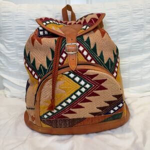 One-of-a-Kind Handmade Guatemalan Huipil & Leather Boho Backpack – Fair Trade